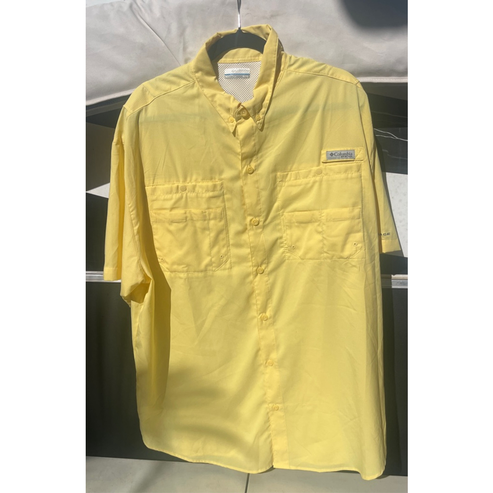 Men's Columbia Yellow PFG Casual Button Down Shirt XL